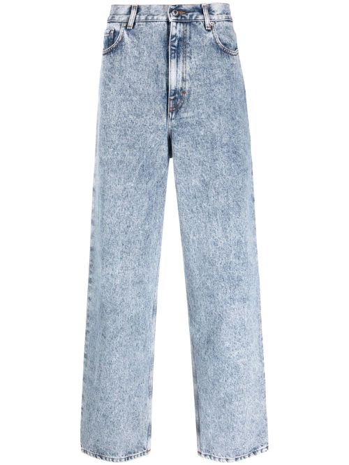 Acid-effect straight-leg jeans - Blue