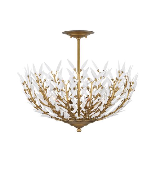 Brass White Semi-Flush Mount from the Magnum Opus Collection