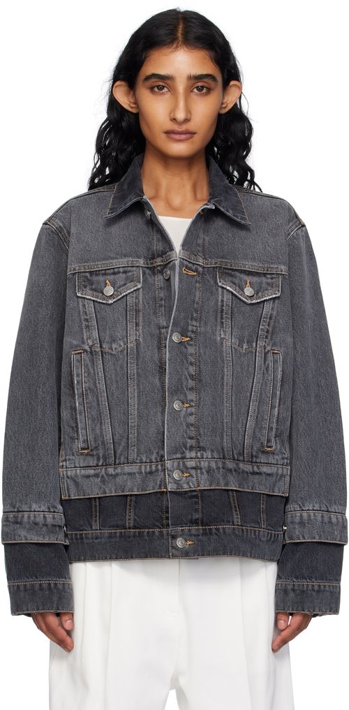 Black Tonal Panelled Denim Jacket