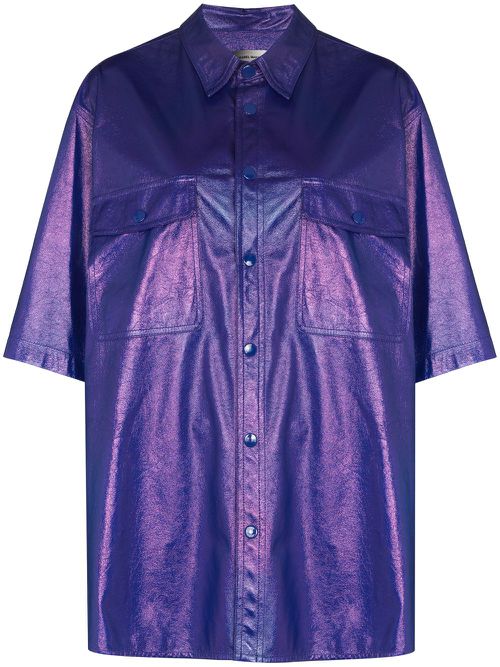 Gilin faux-leather shirt - Blue