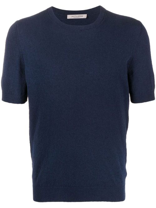 Short-sleeve knitted T-shirt - Blue