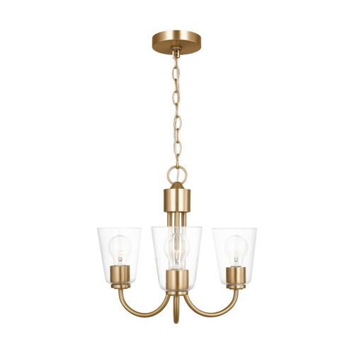 Satin Brass Chandelier from the Miles Collection