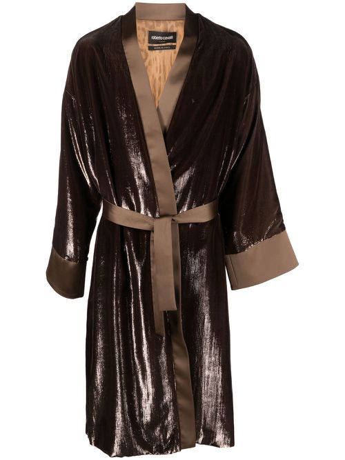 Metallic-effect kimono jacket - Brown