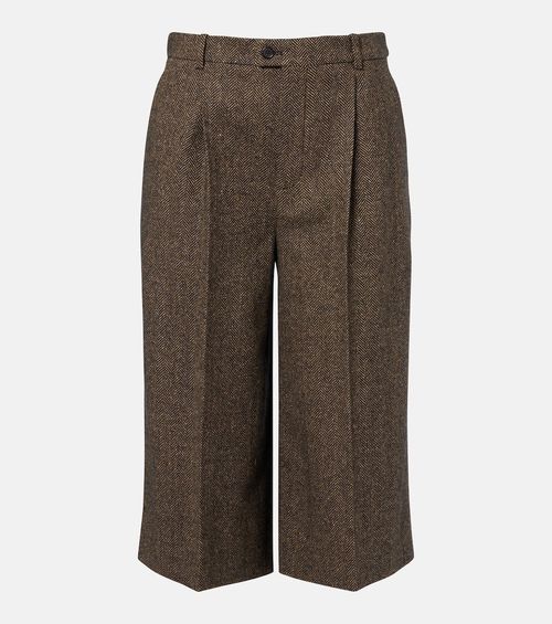 Herringbone wool-blend Bermuda shorts