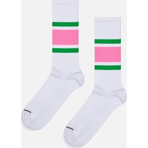 Happy Socks Women's Simple Stripe Sneaker Sock, White - Blue - Size: 5/4/4.5/7/6.5/6/5.5/3/3.5