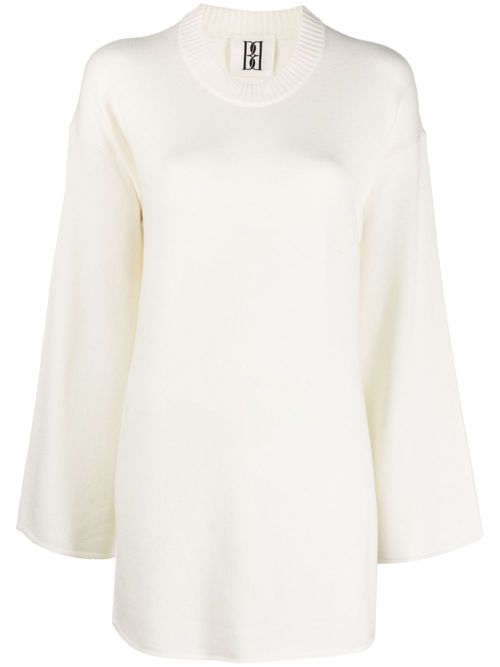 Rolled-trim knitted jumper - Neutrals
