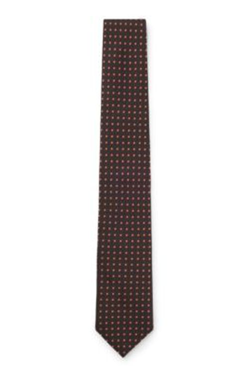 BOSS Micro-pattern tie in silk - Dark Brown Men's Tie