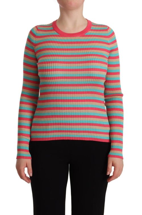 Striped Silk Sweater — Red