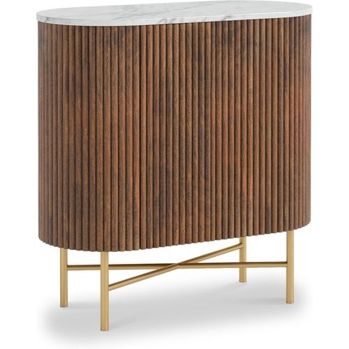 Milo Mango & Marble Fluted 2 Door Mini Sideboard Cabinet | Roseland