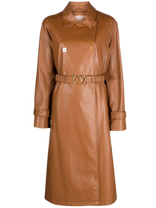 Belted double-breasted coat - Brown