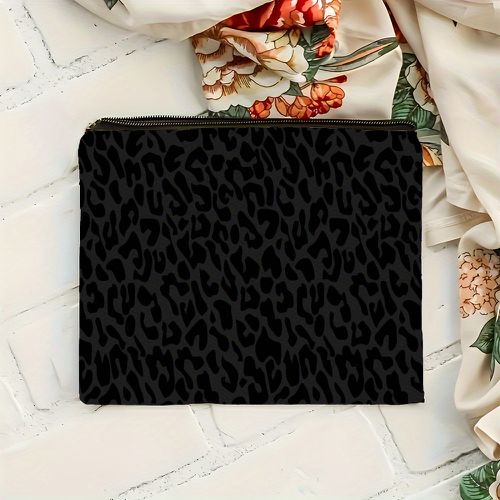 TEMU Double-sided Print Makeup Bag - Large Capacity Travel Toiletry Organizer, Durable Fabric Cosmetic Pouch For , Portable Unisex Cosmetic Case For