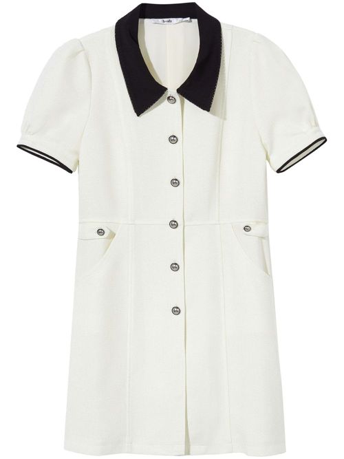 Contrast-trimmed short-sleeve minidress - White