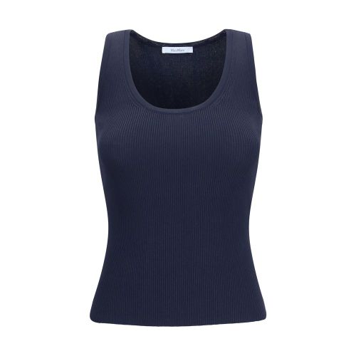 Ribbed Viscose Tank Top — Navy
