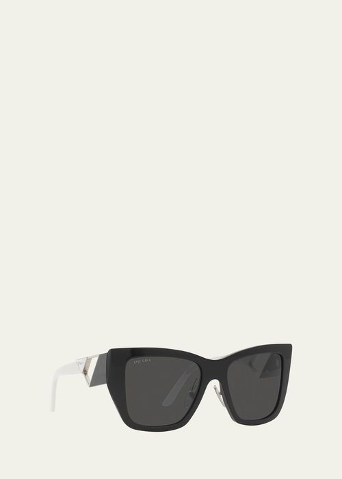 Triangle Logo Square Acetate & Metal Sunglasses