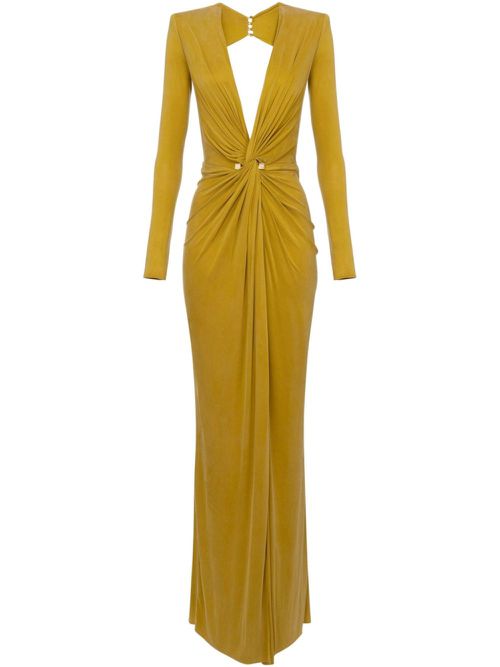 Elisabetta Franchi | piercing-detail jersey gown - Yellow | Realry Elisabetta Franchi | piercing-detail jersey gown - Yellow | Realry