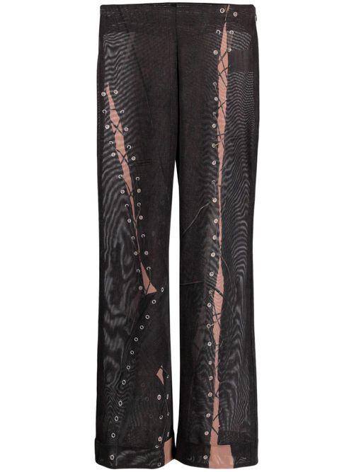 Trompe l'oeil flared trousers - Brown