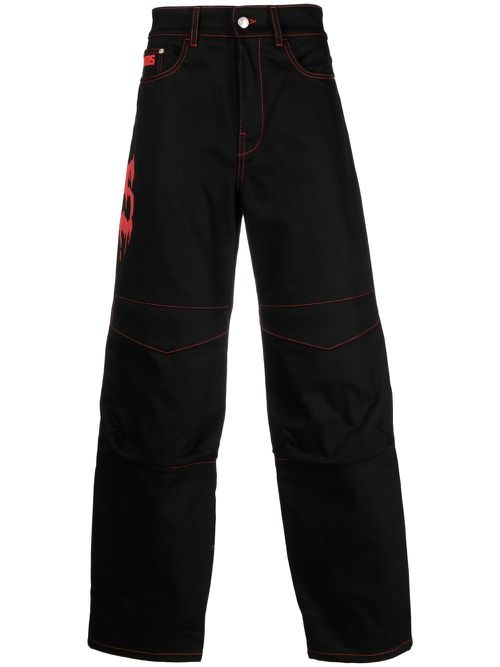 Logo-print straight-leg jeans - Black