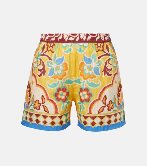 Printed cotton and silk shorts