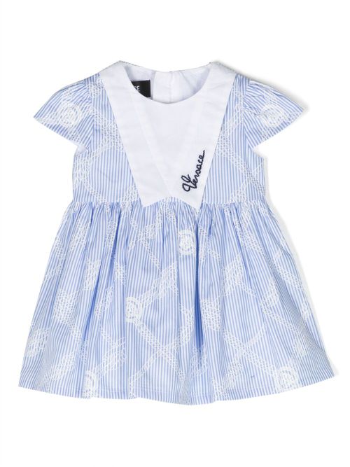 Striped poplin dress - Blue