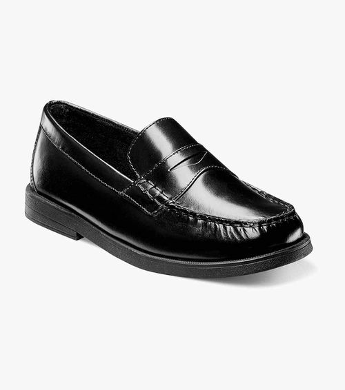 Florsheim Shoes Croquet Jr. Boys Moc Toe Penny Loafer Black 7 Big Kid