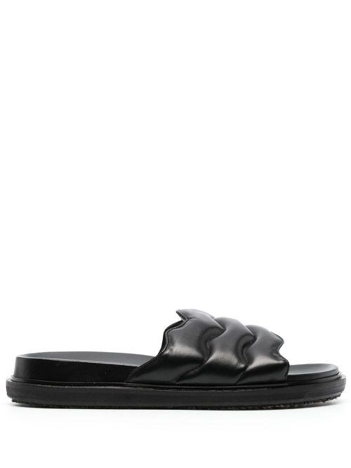 Padded-design nappa leather slides - Black
