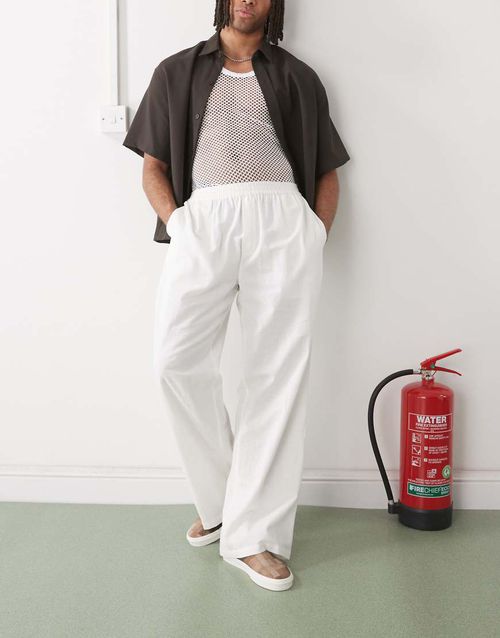 COLLUSION relaxed linen pants in white