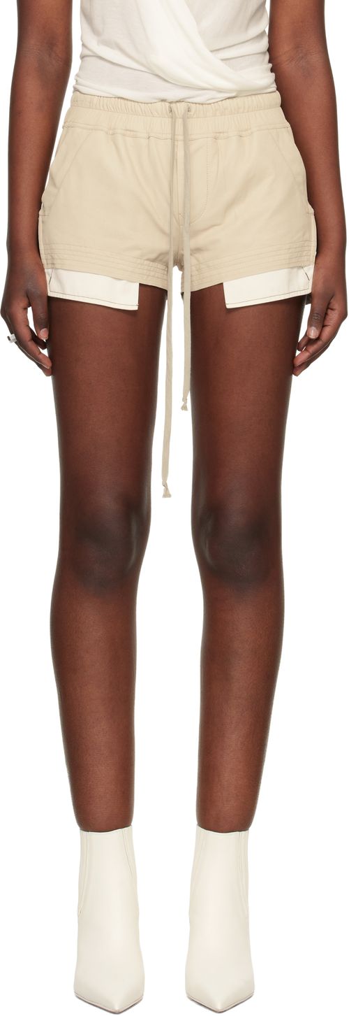 Beige Fog Boxer Leather Shorts