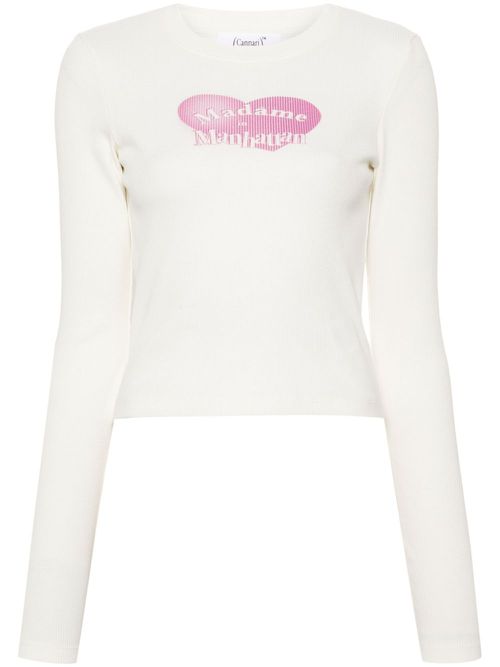 Slogan-print T-shirt - Neutrals