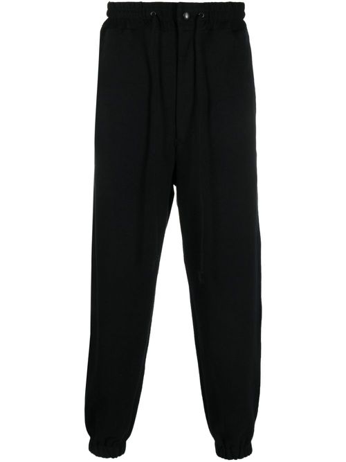 Drawstring-waist cotton track pants - Black