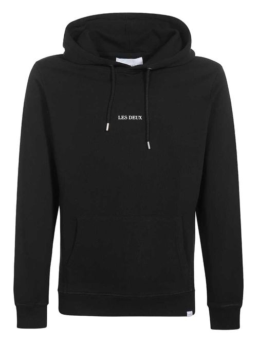 Lens logo-embroidered hoodie - Black