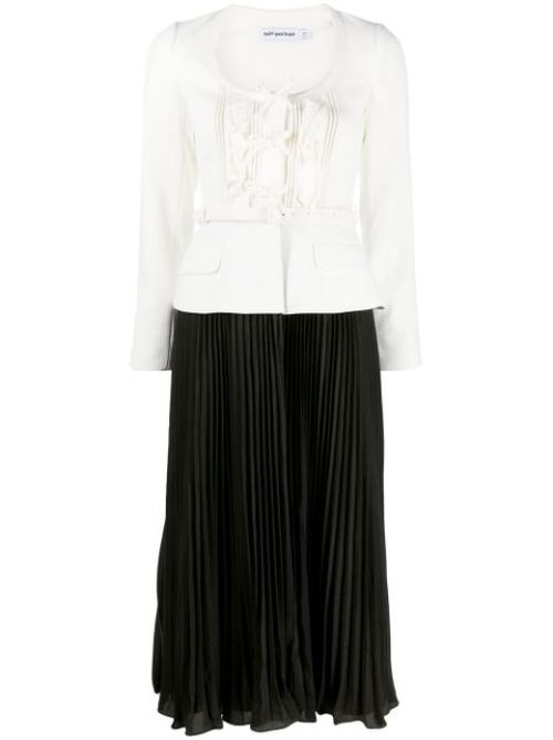 Pleated-skirt midi dress