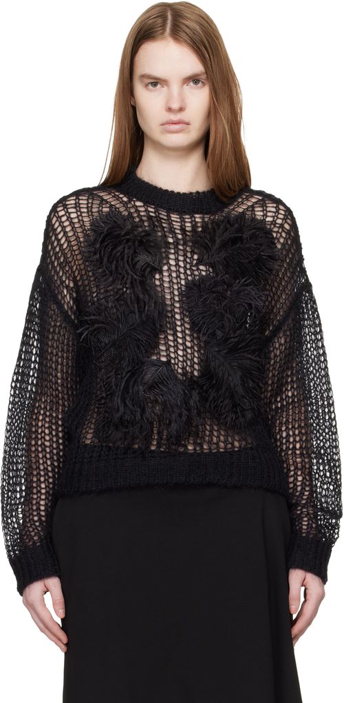 Black Light Mohair Feather Sweater