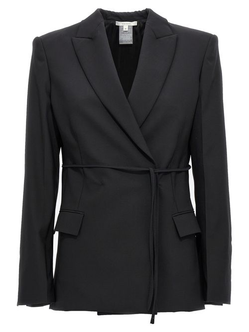 Virgin Wool Wrap Blazer — Black