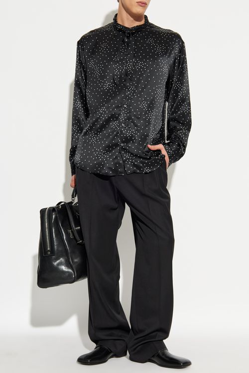 Silk Shirt With Print, Men's, Black