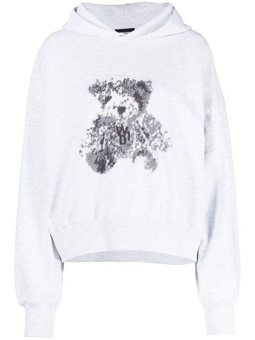 Teddy bear print hoodie - Grey