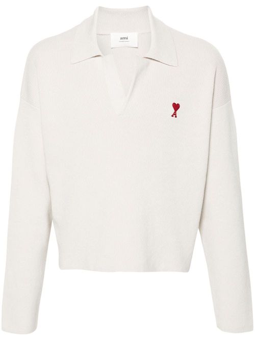 Spread-collar ribbed jumper - Neutrals