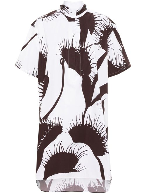 Venus-print cotton kaftan - White