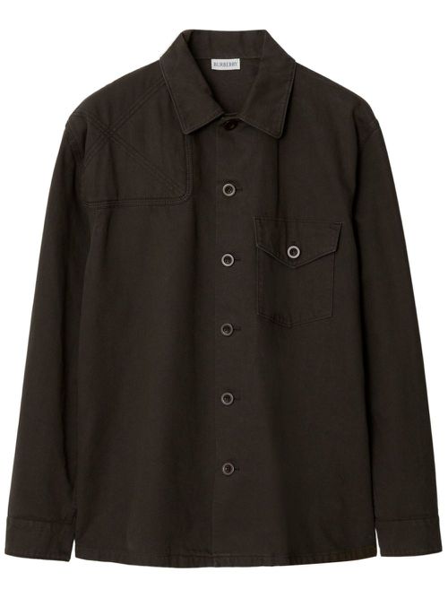 Panelled cotton shirt - Brown
