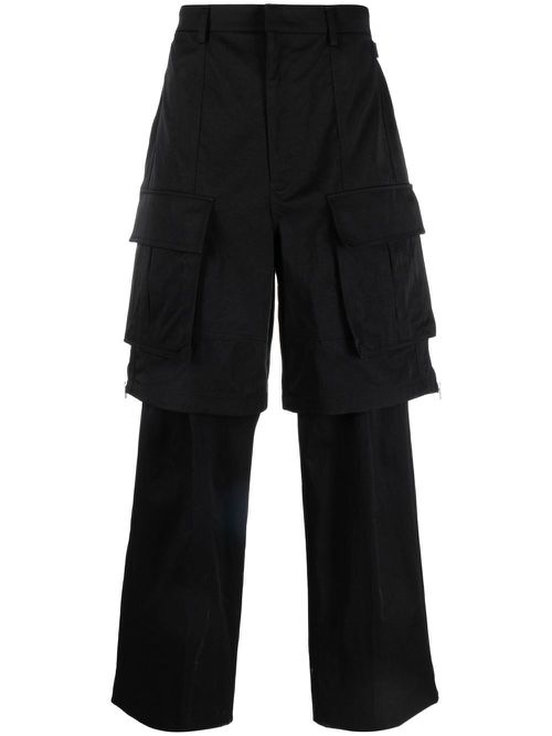 Straight-leg cargo trousers - Black