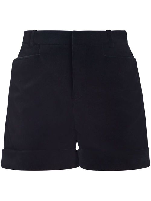 Turn-up high-waisted shorts - Black