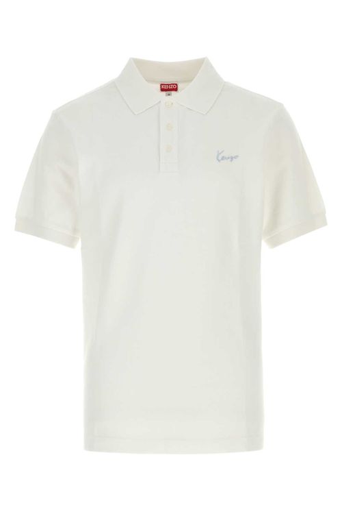 White Piquet Polo Shirt Offwhite Exterior: Cotton - Men