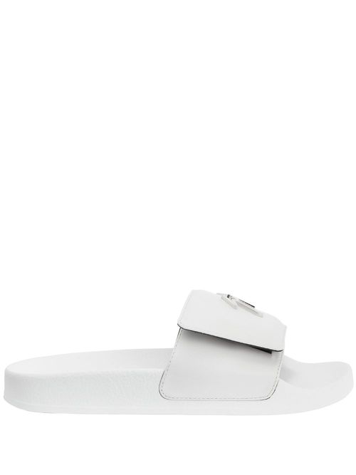 Signature-plaque touch-strap slides - White