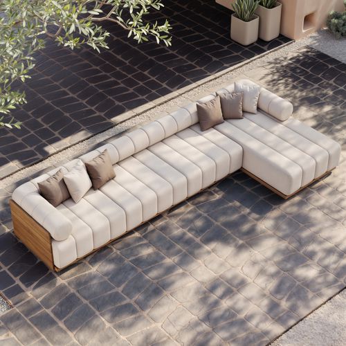 4-Pieces Modular Teak Outdoor Sofa Set