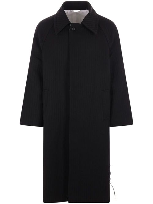 Wool single-breasted coat - Black
