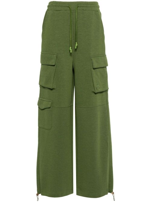 Drawstring-waist cargo track pants - Green