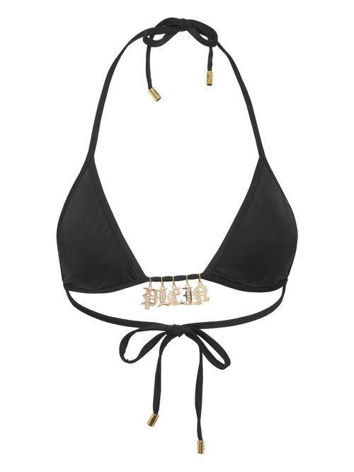 Philipp Plein charm-detail triangle bikini top - Black