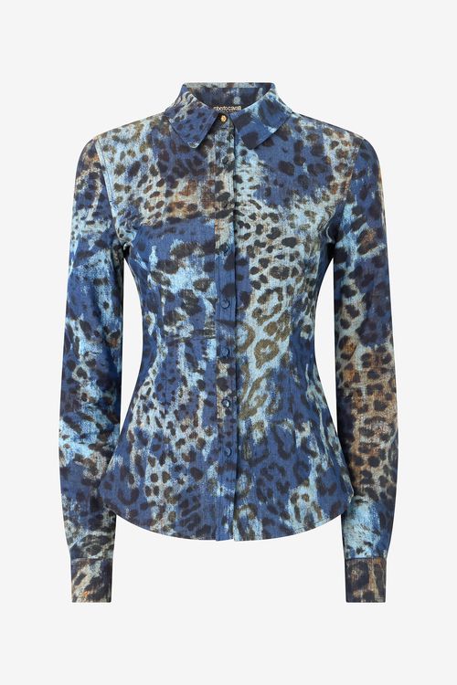 Cotton Shirt With Jaguar Skin Print