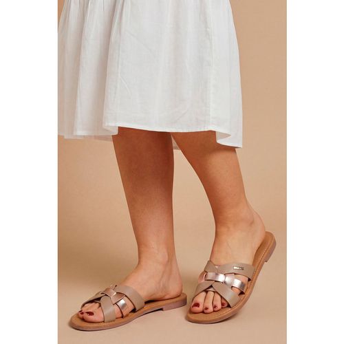 Good For The Sole Womens : Myla Faux Leather Interwoven Flat Mules - Natura