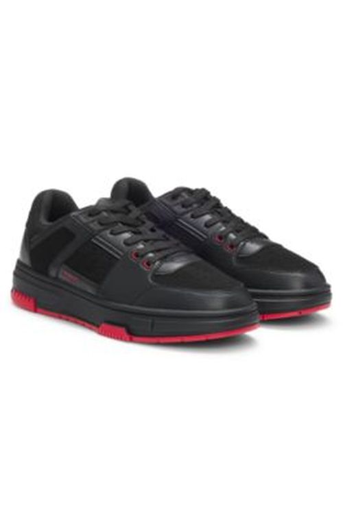 HUGO Trainers with mesh and faux leather - Black Men's Sneaker