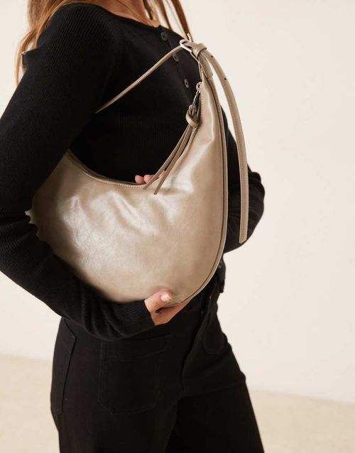 Half moon shoulder bag in latte-Neutral